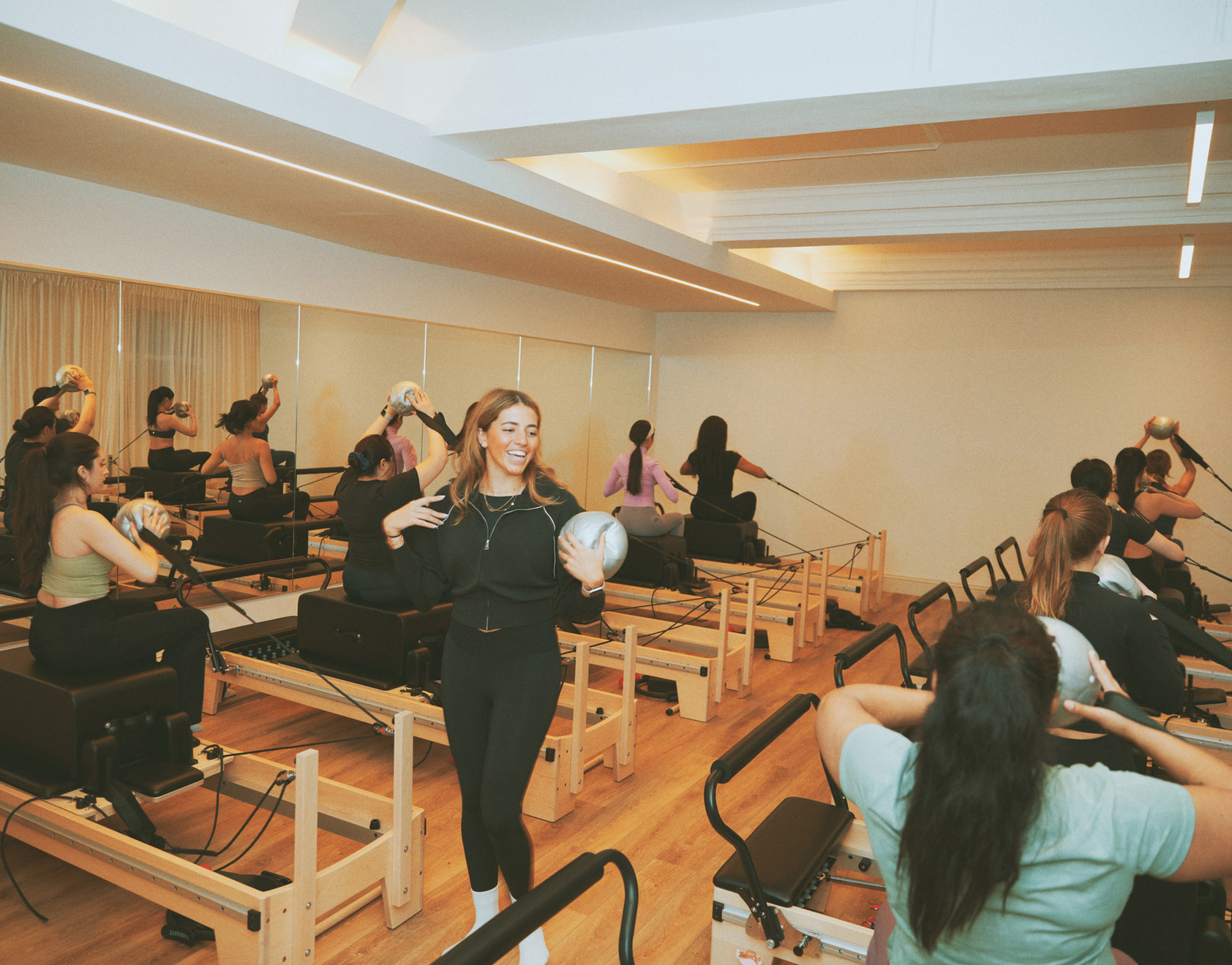 Studio 2 at Innerform - the Reformer Pilates room with reformer beds set up for class.